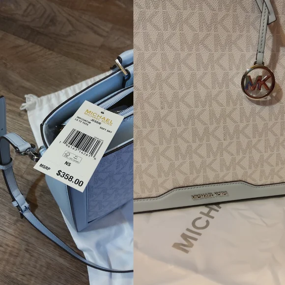 Michael Kors Signature Logo Jessie Large Tote in Soft Sky NWT - Picture 11 of 12